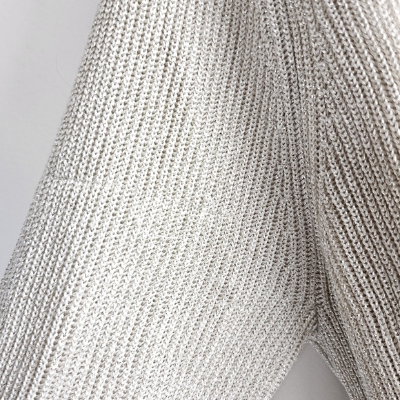 New L’AGENCE Rhea Tie Knit Long Line Metallic Gold Cardigan NWT Size Large - Picture 15 of 15